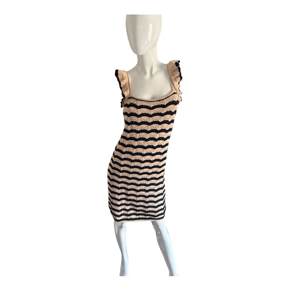 Navy and Cream Striped Knit Dress